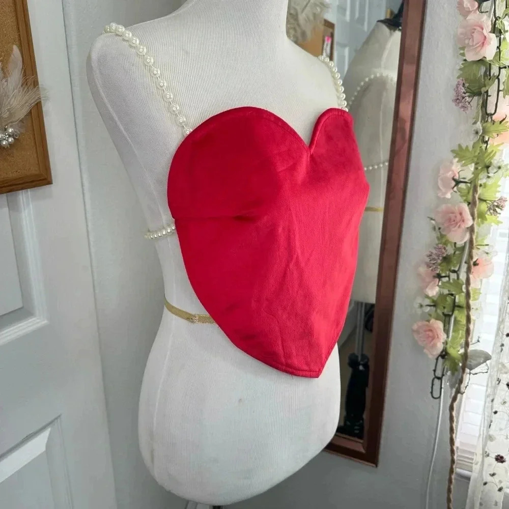 Velvet Heart Top with Pearl Straps